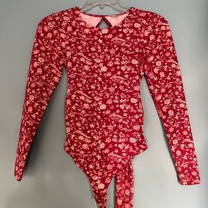 Raspberry flower bodysuit